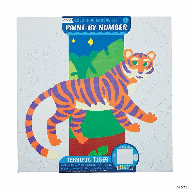 Art Supplies | Ooly Terrific Tiger Canvas Paint By Number Kit Art Supplies Art Supplies