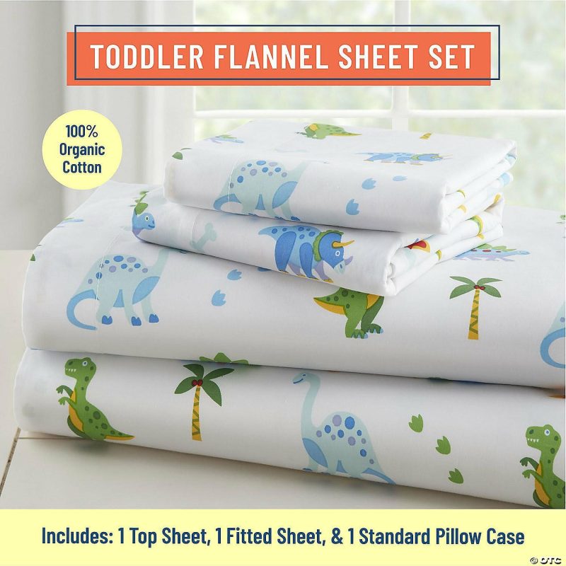 Bedding & Blankets | Wildkin Dinosaur Land 100% Organic Cotton Flannel Sheet Set – Toddler Bedding & Blankets Bedding & Blankets