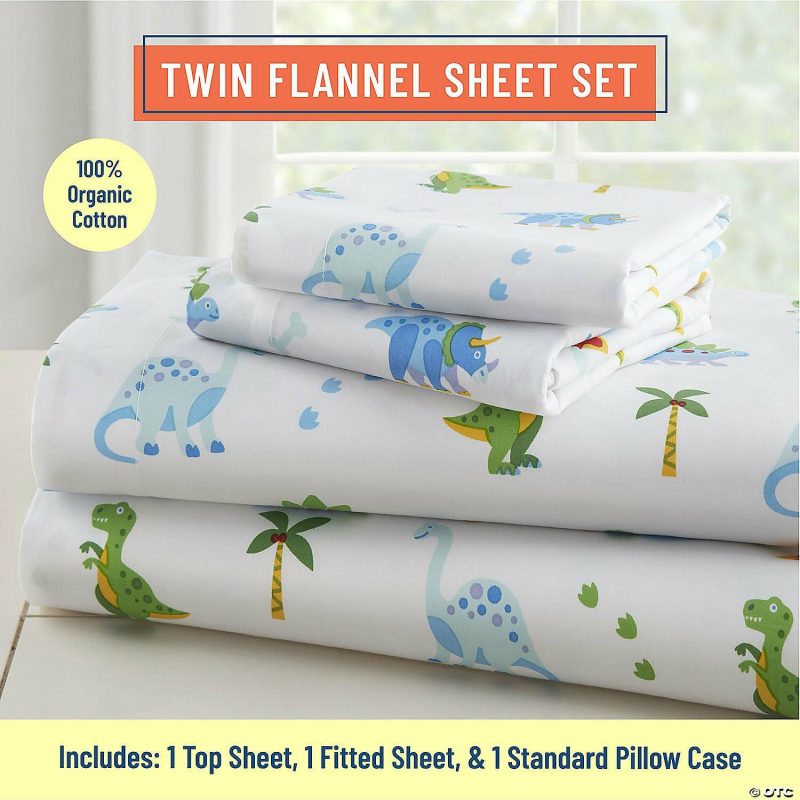 Bedding & Blankets | Wildkin Dinosaur Land 100% Organic Cotton Flannel Sheet Set – Twin Bedding & Blankets Bedding & Blankets