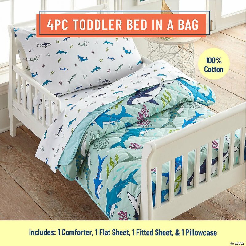 Bedding & Blankets | Wildkin Shark Attack 4 Pc Cotton Bed In A Bag – Toddler Bedding & Blankets Bedding & Blankets