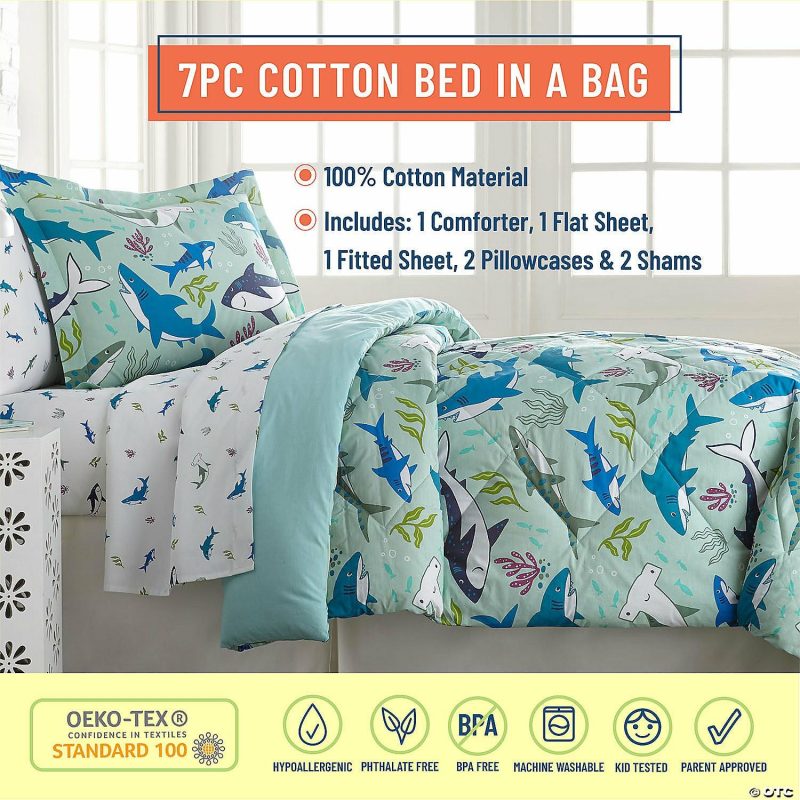 Bedding & Blankets | Wildkin Shark Attack 7 Pc Cotton Bed In A Bag – Full Bedding & Blankets Bedding & Blankets