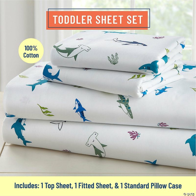 Bedding & Blankets | Wildkin Shark Attack Super Soft 100% Cotton Sheet Set – Toddler Bedding & Blankets Bedding & Blankets