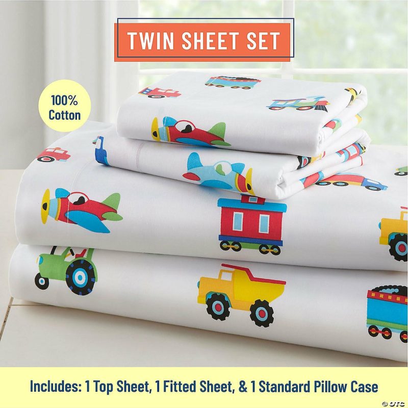 Bedding & Blankets | Wildkin Trains, Planes & Trucks 100% Cotton Sheet Set – Twin Bedding & Blankets Bedding & Blankets