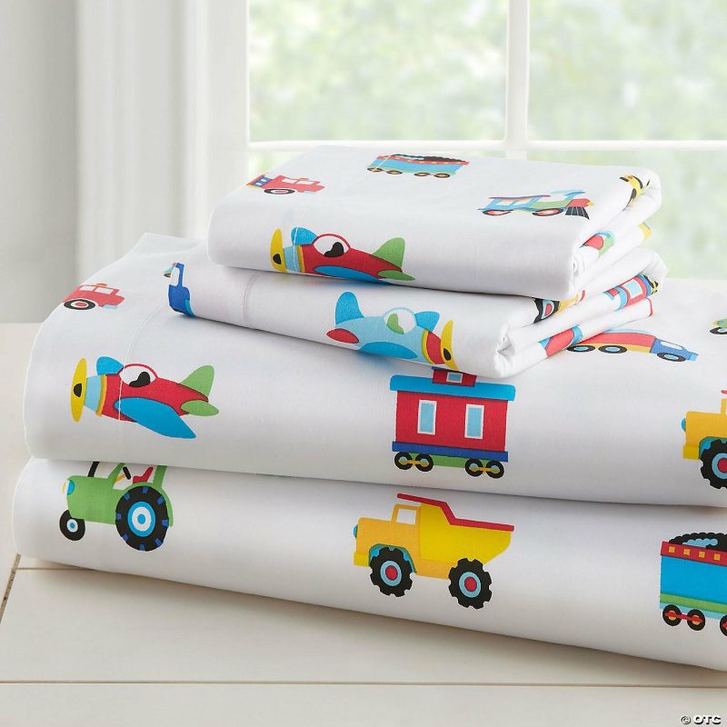 Bedding & Blankets | Wildkin Trains, Planes & Trucks 100% Organic Cotton Flannel Sheet Set – Toddler Bedding & Blankets Bedding & Blankets