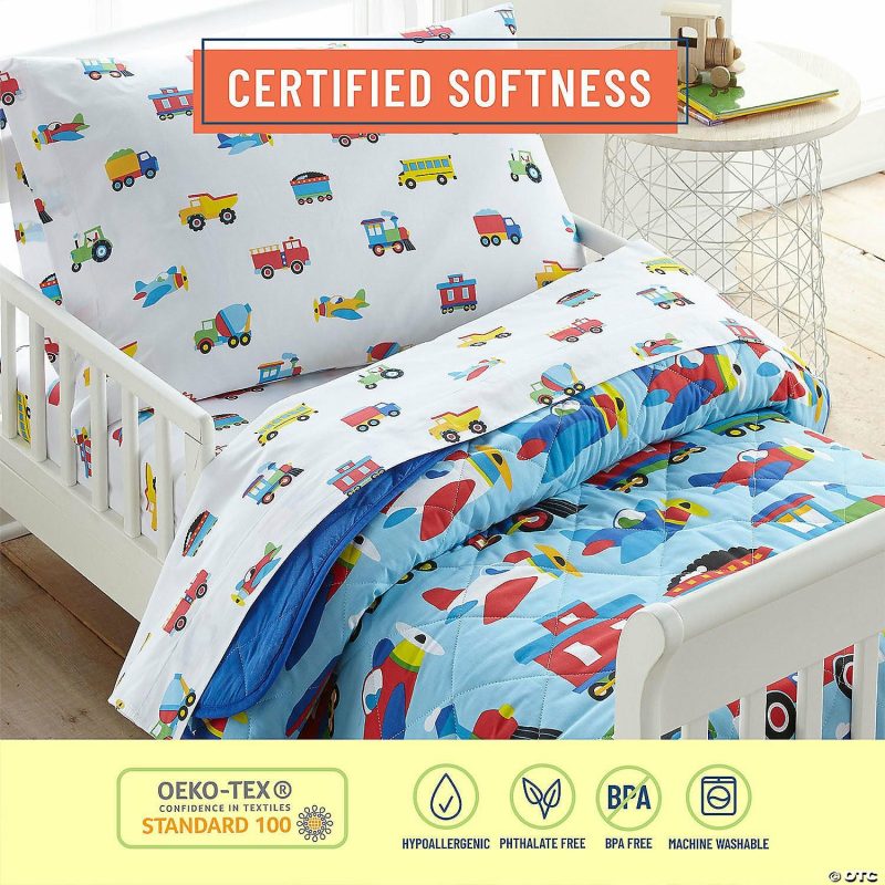 Bedding & Blankets | Wildkin Trains, Planes & Trucks 100% Organic Cotton Flannel Sheet Set – Toddler Bedding & Blankets Bedding & Blankets