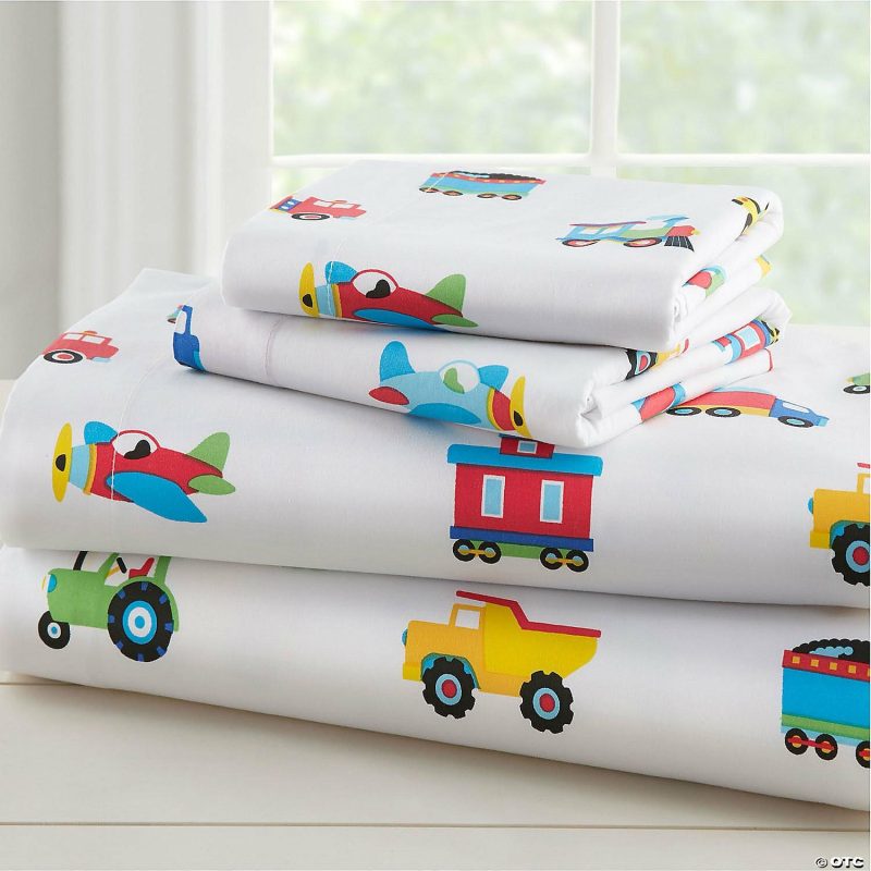 Bedding & Blankets | Wildkin Trains, Planes & Trucks 100% Organic Cotton Flannel Sheet Set – Twin Bedding & Blankets Bedding & Blankets