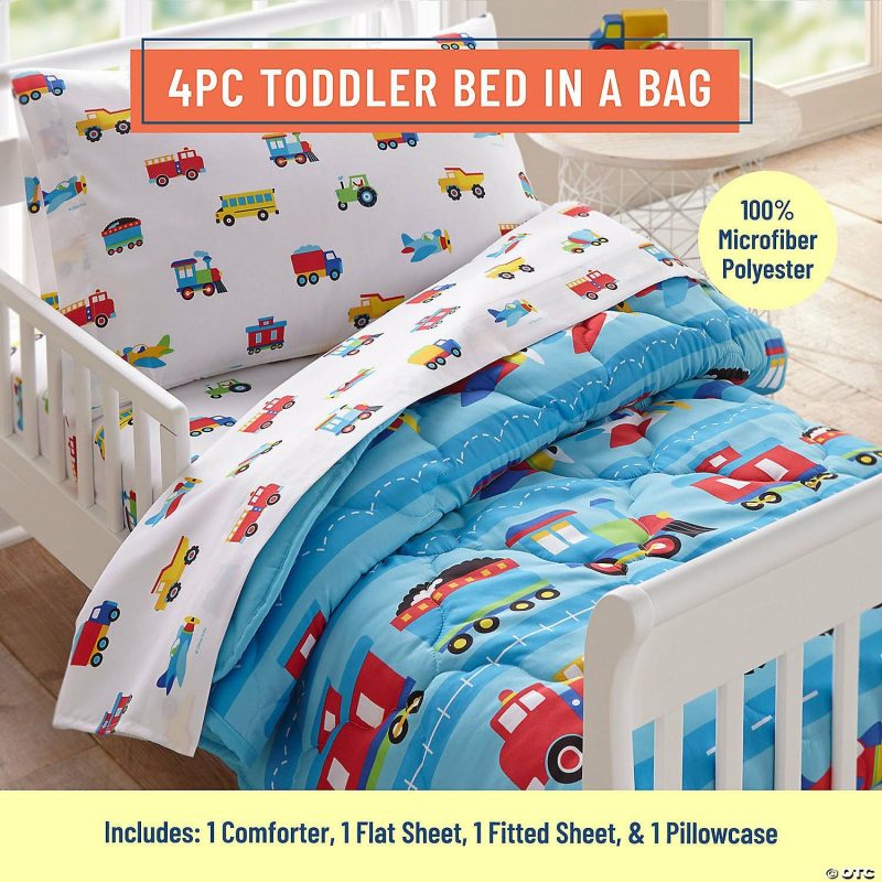 Bedding & Blankets | Wildkin Trains, Planes & Trucks 4 Pc Microfiber Bed In A Bag – Toddler Bedding & Blankets Bedding & Blankets