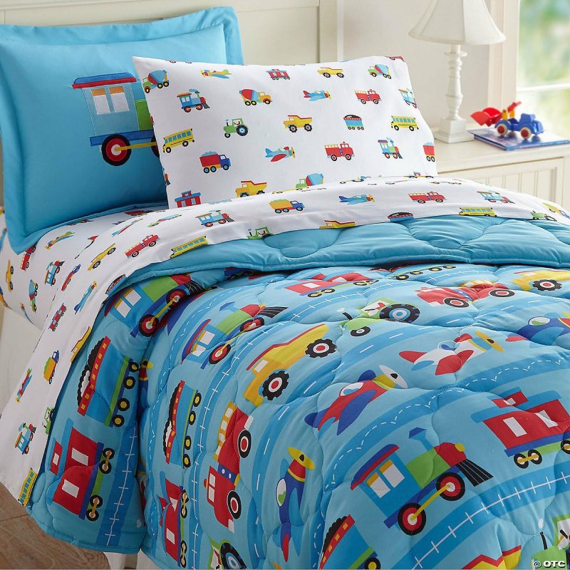 Bedding & Blankets | Wildkin Trains, Planes & Trucks 5 Pc Microfiber Bed In A Bag – Twin Bedding & Blankets Bedding & Blankets