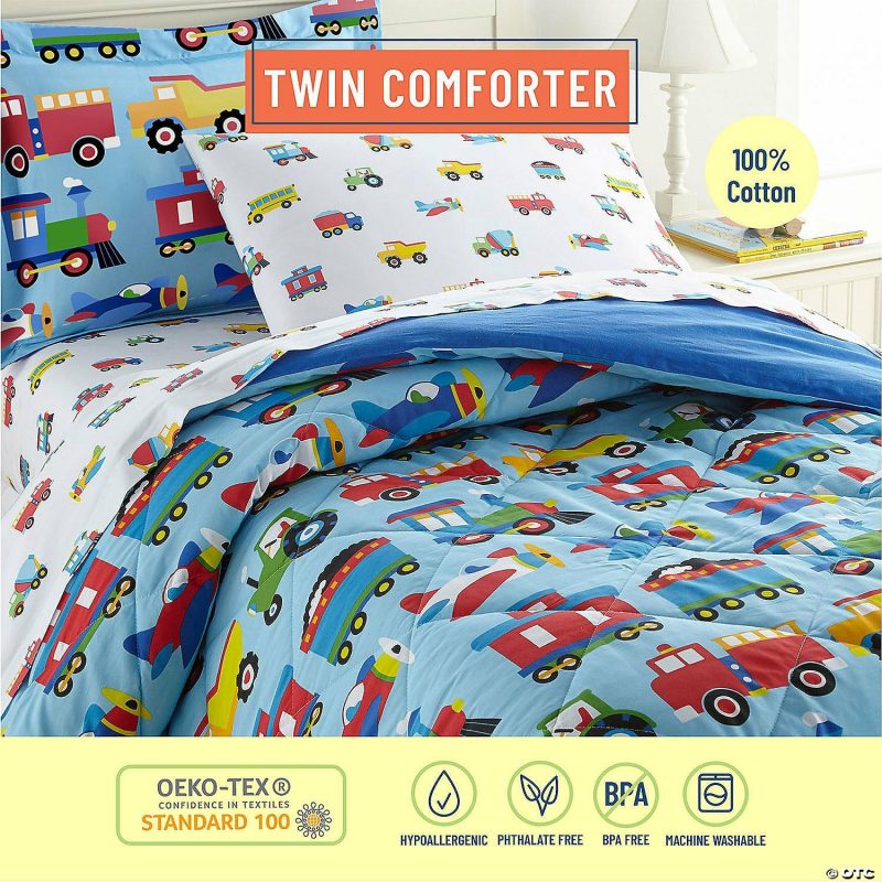 Bedding & Blankets | Wildkin Trains, Planes & Trucks Lightweight Cotton Comforter 2 Pc Set – Twin Bedding & Blankets Bedding & Blankets