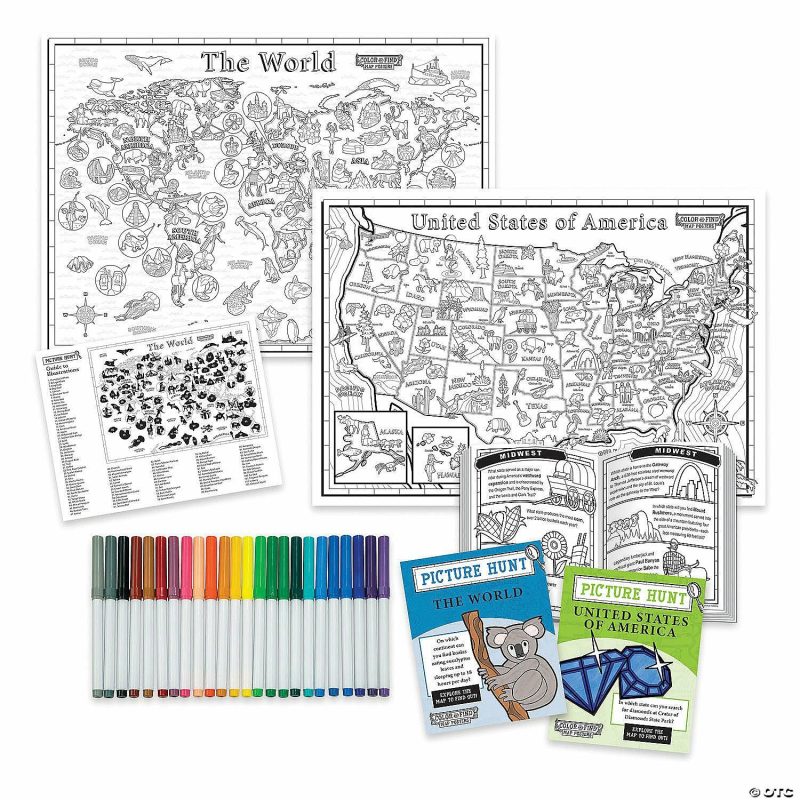 Brain Breaks | Color & Find Map Posters: Usa And World Brain Breaks Brain Breaks