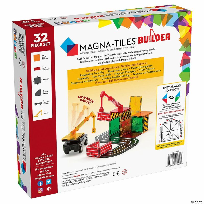 Creative Construction | Magna-Tiles® Builder 32-Piece Magnetic Construction Set, The Original Magnetic Building Brand Building Sets Creative Construction