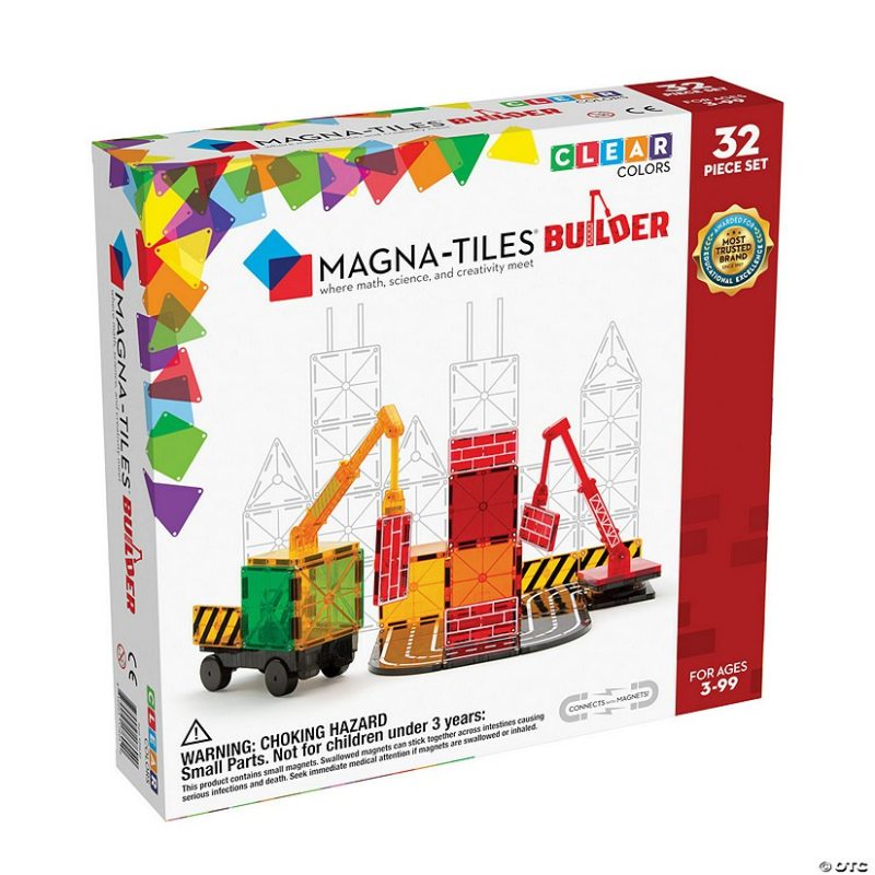 Creative Construction | Magna-Tiles® Builder 32-Piece Magnetic Construction Set, The Original Magnetic Building Brand Building Sets Creative Construction