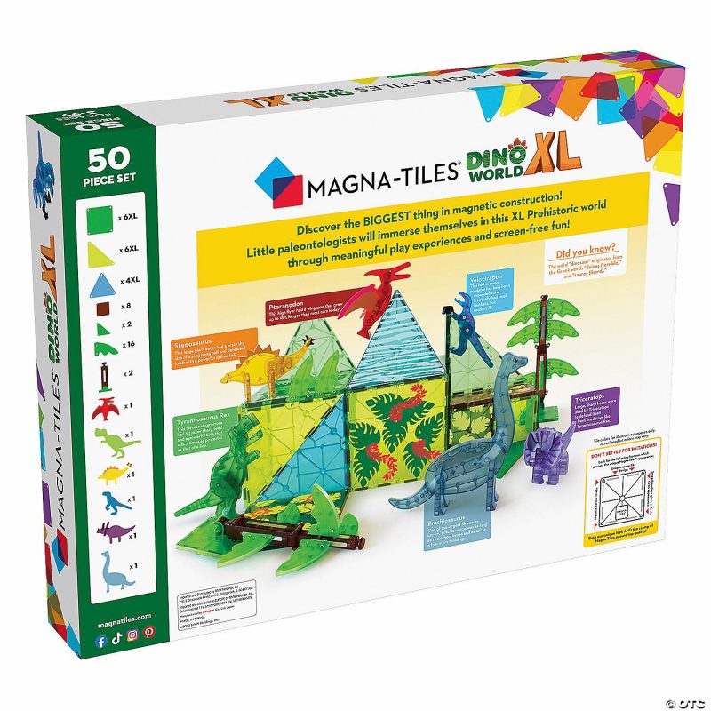 Creative Construction | Magna-Tiles® Dino World Xl 50-Piece Magnetic Construction Set, The Original Magnetic Building Brand Building Sets Creative Construction