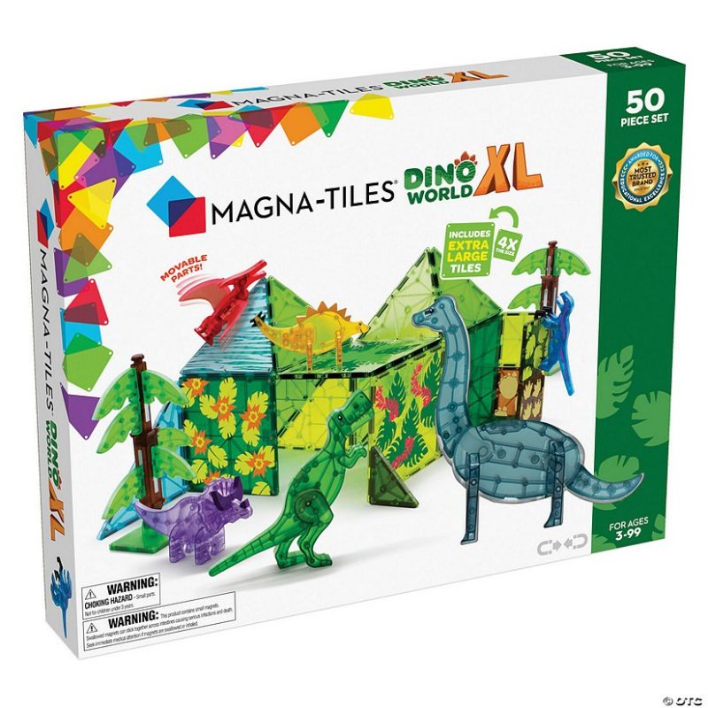 Creative Construction | Magna-Tiles® Dino World Xl 50-Piece Magnetic Construction Set, The Original Magnetic Building Brand Building Sets Creative Construction