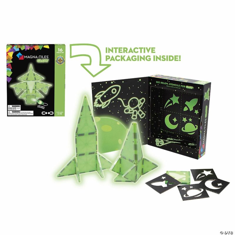 Creative Construction | Magna-Tiles® Glow 16-Piece Magnetic Construction Set, The Original Magnetic Building Brand Building Sets Creative Construction