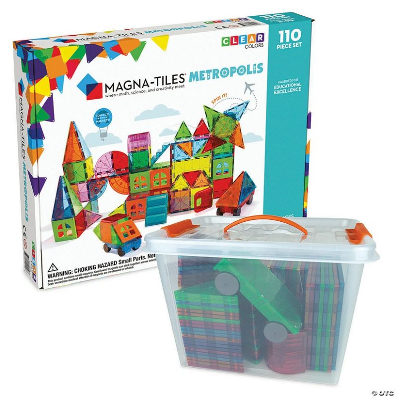 Creative Construction | Magna-Tiles® Metropolis 110-Piece Magnetic Construction Set With Free Storage Bin Building Sets Creative Construction