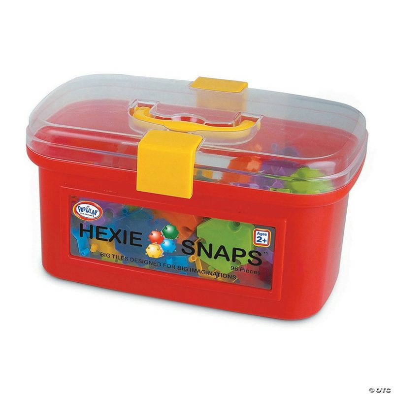 Creative Construction | Popular Playthings Hexie-Snaps® Building Blocks With Storage Tub, 96 Pieces Building Sets Creative Construction