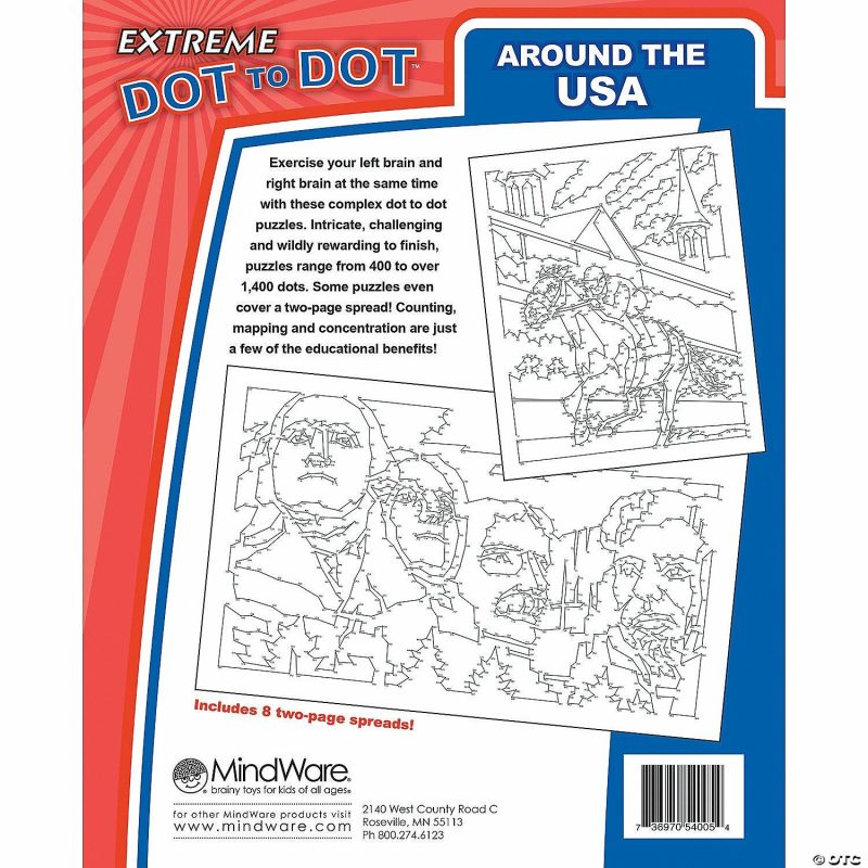 Dot To Dot Books | Extreme Dot To Dot: Around The Usa Brain Teasers & Puzzles Dot To Dot Books