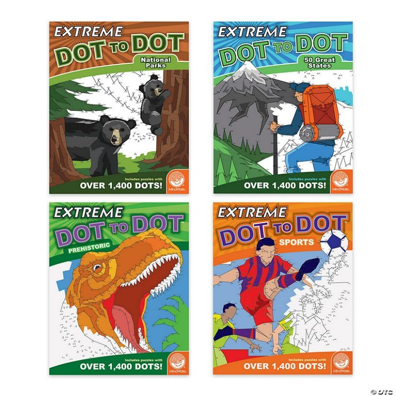 Dot To Dot Books | Extreme Dot To Dot Favorites: Set Of 4 Brain Teasers & Puzzles Dot To Dot Books