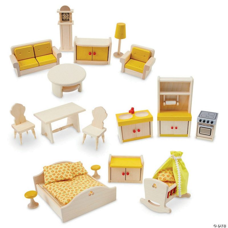 Early Learning Activities | 17-Piece Wooden Dollhouse Furniture Set Early Learning Early Learning Activities