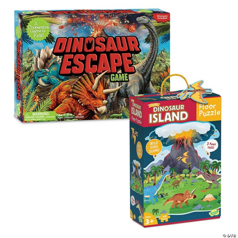 Early Learning Activities | Dinosaur Escape Game And Dinosaur Island Puzzle: Set Of 2 Early Learning Early Learning Activities