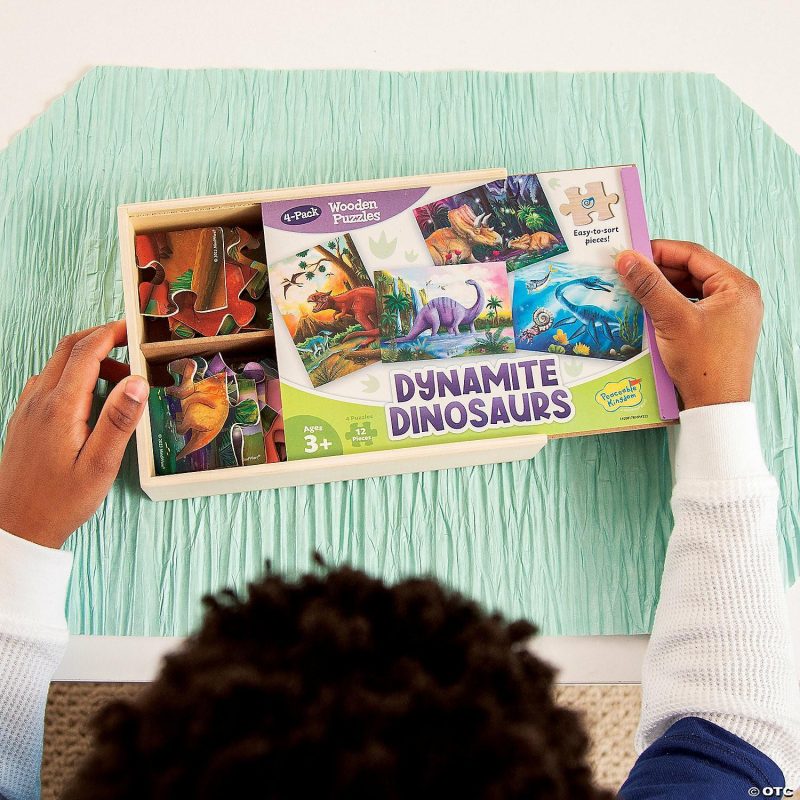 Early Learning Activities | Dynamite Dinosaurs 4-Pack Wooden Puzzles Early Learning Early Learning Activities