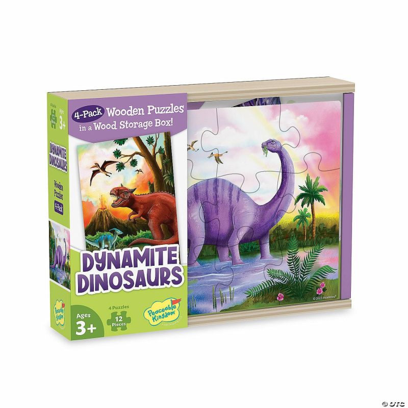 Early Learning Activities | Dynamite Dinosaurs 4-Pack Wooden Puzzles Early Learning Early Learning Activities