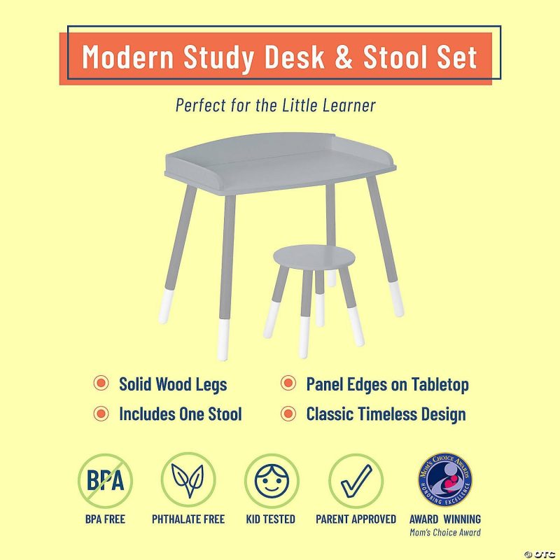 Furniture | Wildkin Modern Study Desk And Stool Set – Gray With White Furniture Furniture