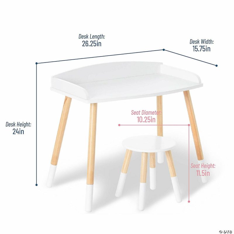 Furniture | Wildkin Modern Study Desk And Stool Set – White With Natural Home Furniture