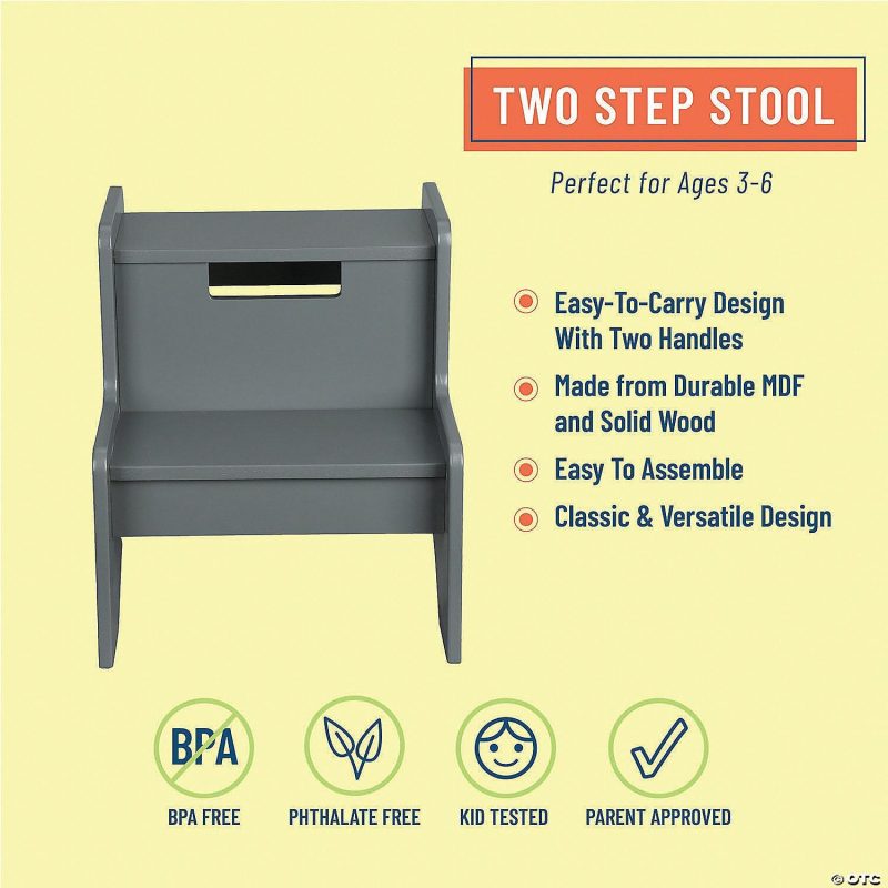 Furniture | Wildkin Two Step Stool – Gray Furniture Furniture