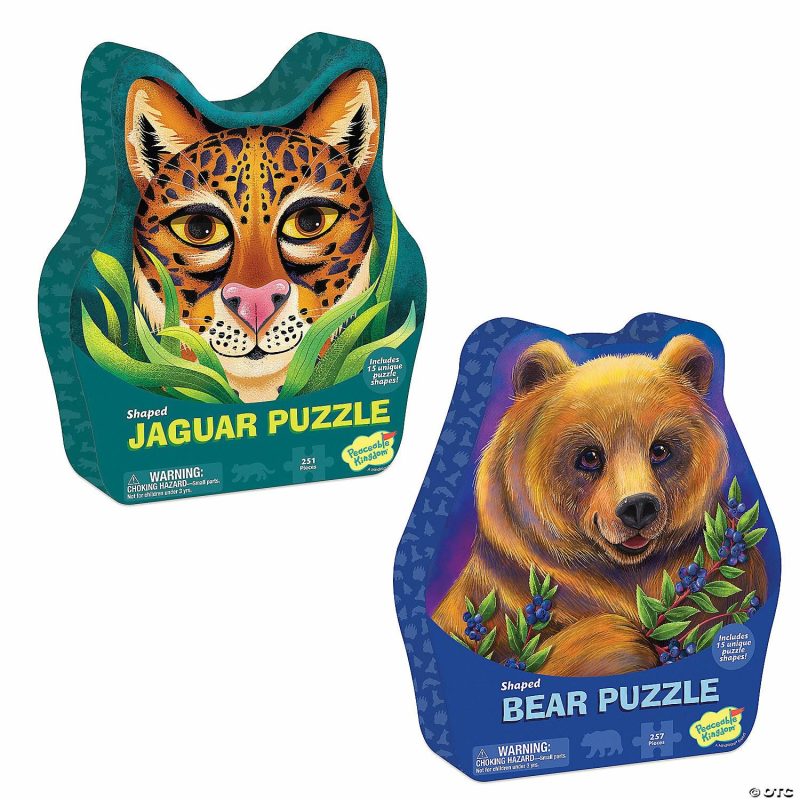 Hands-On Puzzles | Bear & Jaguar Shaped Puzzles: Set Of 2 Brain Teasers & Puzzles Hands-On Puzzles