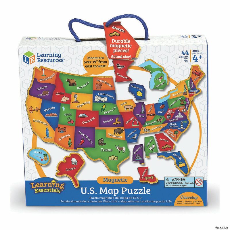 Hands-On Puzzles | Learning Resources®: Magnetic U.S. Map Jigsaw Puzzle, 44 Pieces Brain Teasers & Puzzles Hands-On Puzzles