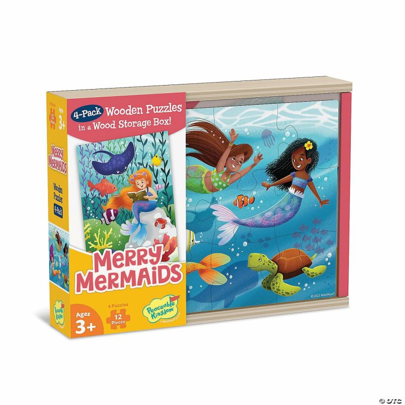 Hands-On Puzzles | Merry Mermaids 4-Pack Wooden Puzzles Brain Teasers & Puzzles Hands-On Puzzles