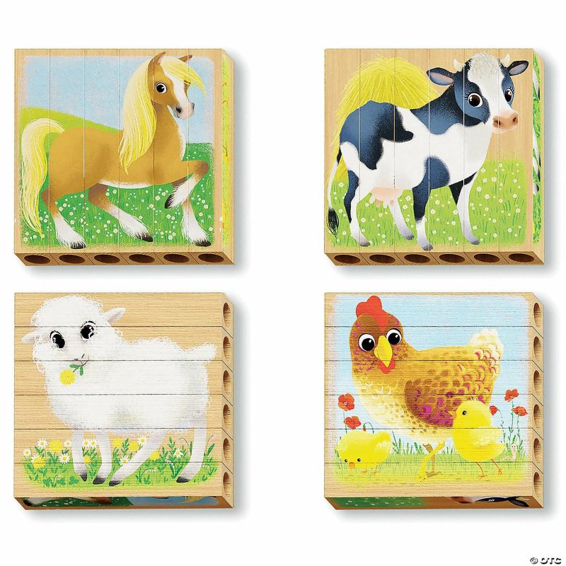 Hands-On Puzzles | Quercetti Mix-N-Match Wood Puzzle, Baby Farm Animals Brain Teasers & Puzzles Hands-On Puzzles