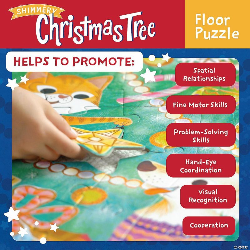 Hands-On Puzzles | Shimmery Christmas Tree Floor Puzzle Brain Teasers & Puzzles Hands-On Puzzles