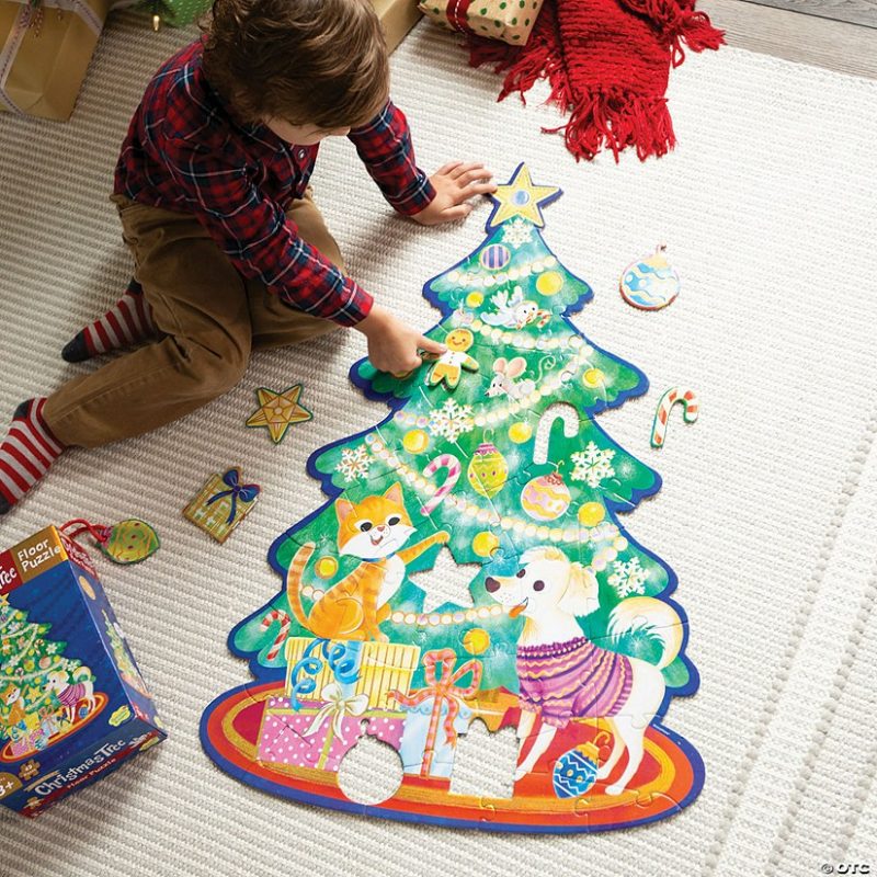 Hands-On Puzzles | Shimmery Christmas Tree Floor Puzzle Brain Teasers & Puzzles Hands-On Puzzles