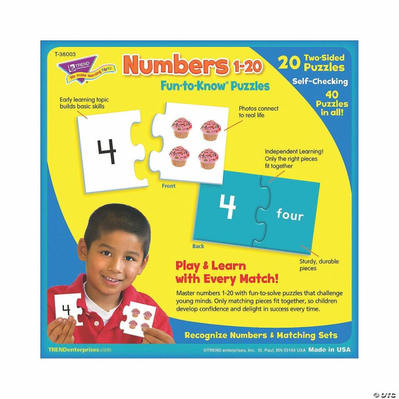 Hands-On Puzzles | Trend Enterprises, Inc. Numbers 1-20 Fun-To-Know® Jigsaw Puzzles Activity Brain Teasers & Puzzles Hands-On Puzzles