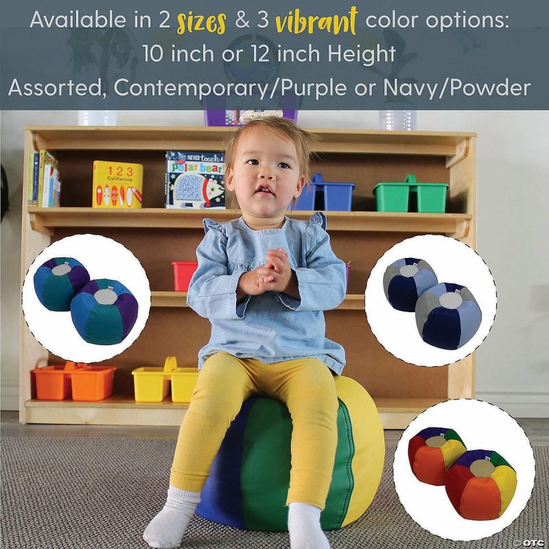 Indoor Active Play | Factory Direct Partners Softscape Bean Bag Chair Puffs 10 In Height, 2-Pack – Navy/Powder Blue Active Play Indoor Active Play