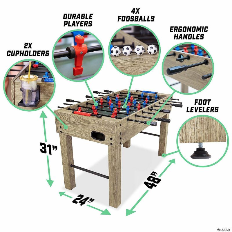 Indoor Active Play | Gosports 48" Game Room Size Foosball Table – Oak Finish – Includes 4 Balls And 2 Cup Holders Active Play Indoor Active Play