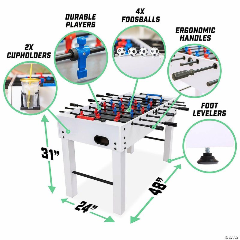 Indoor Active Play | Gosports 48" Game Room Size Foosball Table – White Finish – Includes 4 Balls And 2 Cup Holders Active Play Indoor Active Play