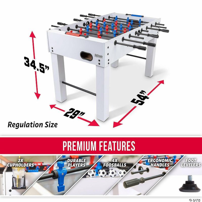 Indoor Active Play | Gosports 54" Full Size Foosball Table – White Finish – Includes 4 Balls And 2 Cup Holders Active Play Indoor Active Play