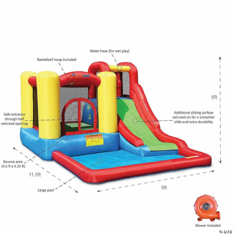 Outdoor Play | Bounceland: Jump & Splash Adventure Bounce House With Slide Active Play Outdoor Play