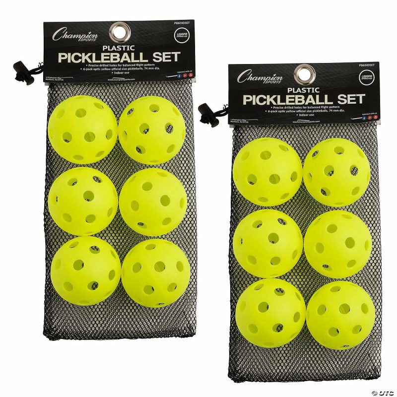 Outdoor Play | Champion Sports Recreational Indoor Pickleball Set, 6 Per Set, 2 Sets Active Play Outdoor Play