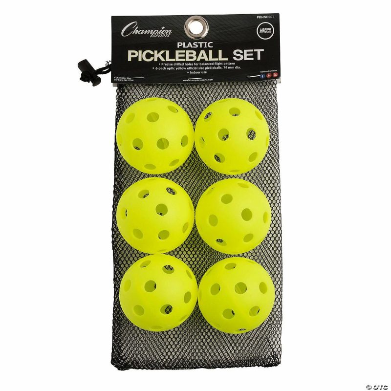 Outdoor Play | Champion Sports Recreational Indoor Pickleball Set, 6 Per Set, 2 Sets Active Play Outdoor Play