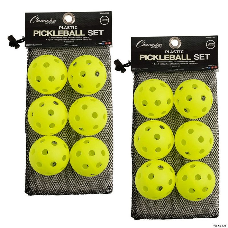 Outdoor Play | Champion Sports Recreational Indoor Pickleball Set, 6 Per Set, 2 Sets Active Play Outdoor Play