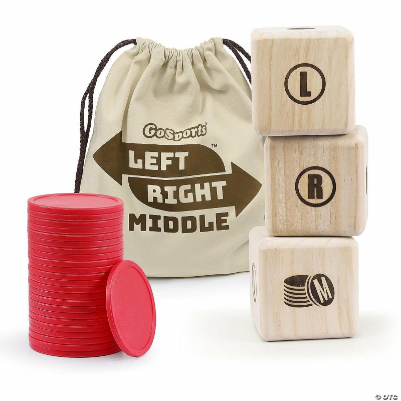 Outdoor Play | Gosports Left Right Middle Giant Dice Game – 3.5" Premium Wooden Dice Game Active Play Outdoor Play