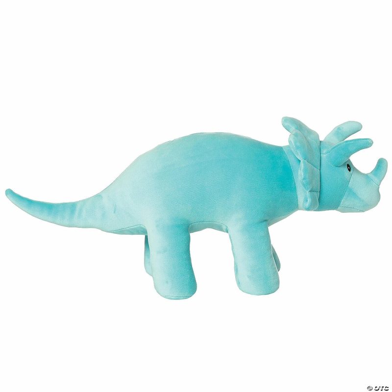 Plush Toys & Puppets | Manhattan Toy Velveteen Dino Aqua Triceratops Stuffed Animal Early Learning Plush Toys & Puppets