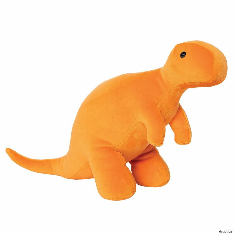 Plush Toys & Puppets | Manhattan Toy Velveteen Dino Orange T-Rex Stuffed Animal Early Learning Plush Toys & Puppets