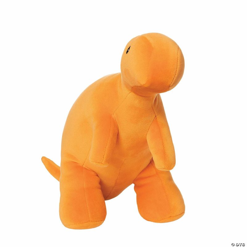 Plush Toys & Puppets | Manhattan Toy Velveteen Dino Orange T-Rex Stuffed Animal Early Learning Plush Toys & Puppets