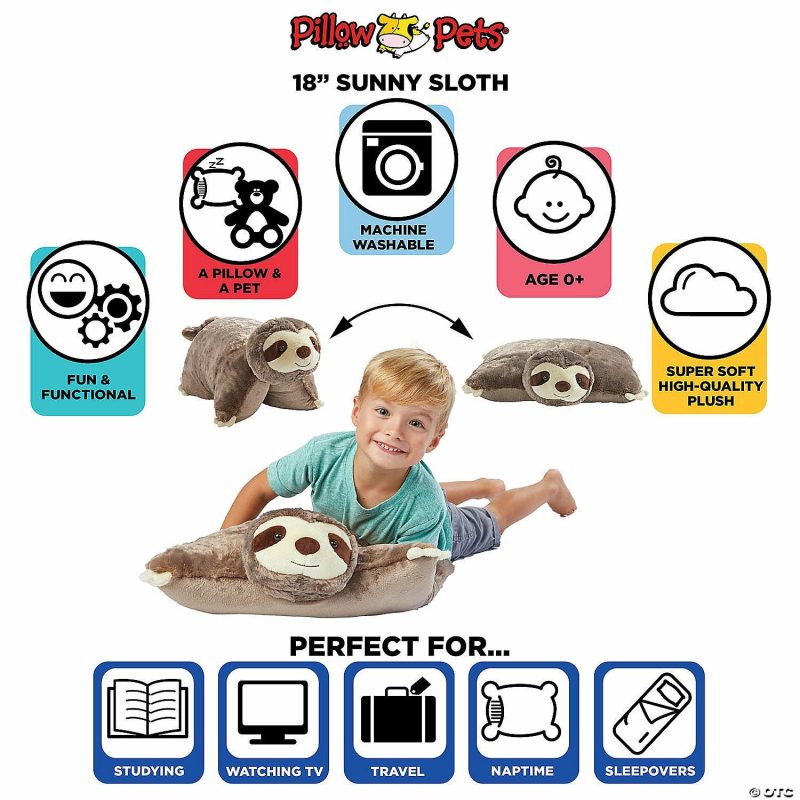 Plush Toys & Puppets | Pillow Pet – Sunny Sloth Early Learning Plush Toys & Puppets